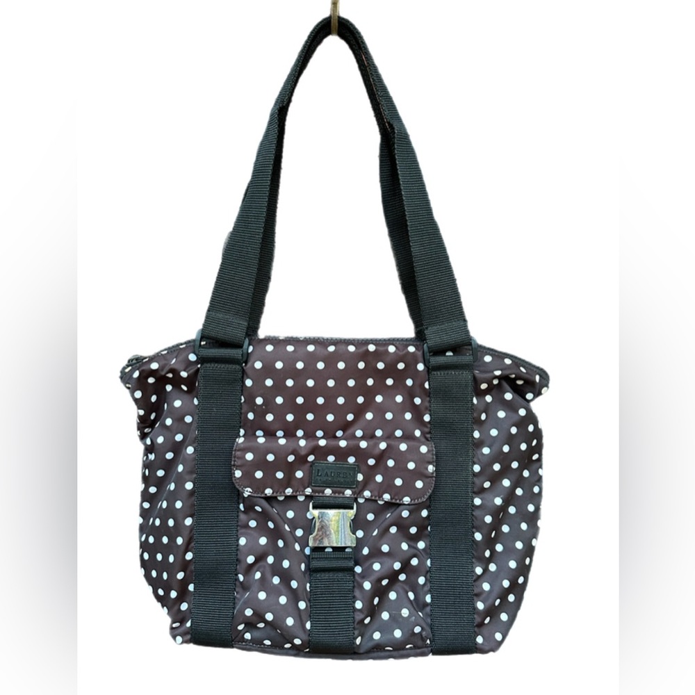Vintage Lauren Ralph Lauren Black and White Polka Dot Tote